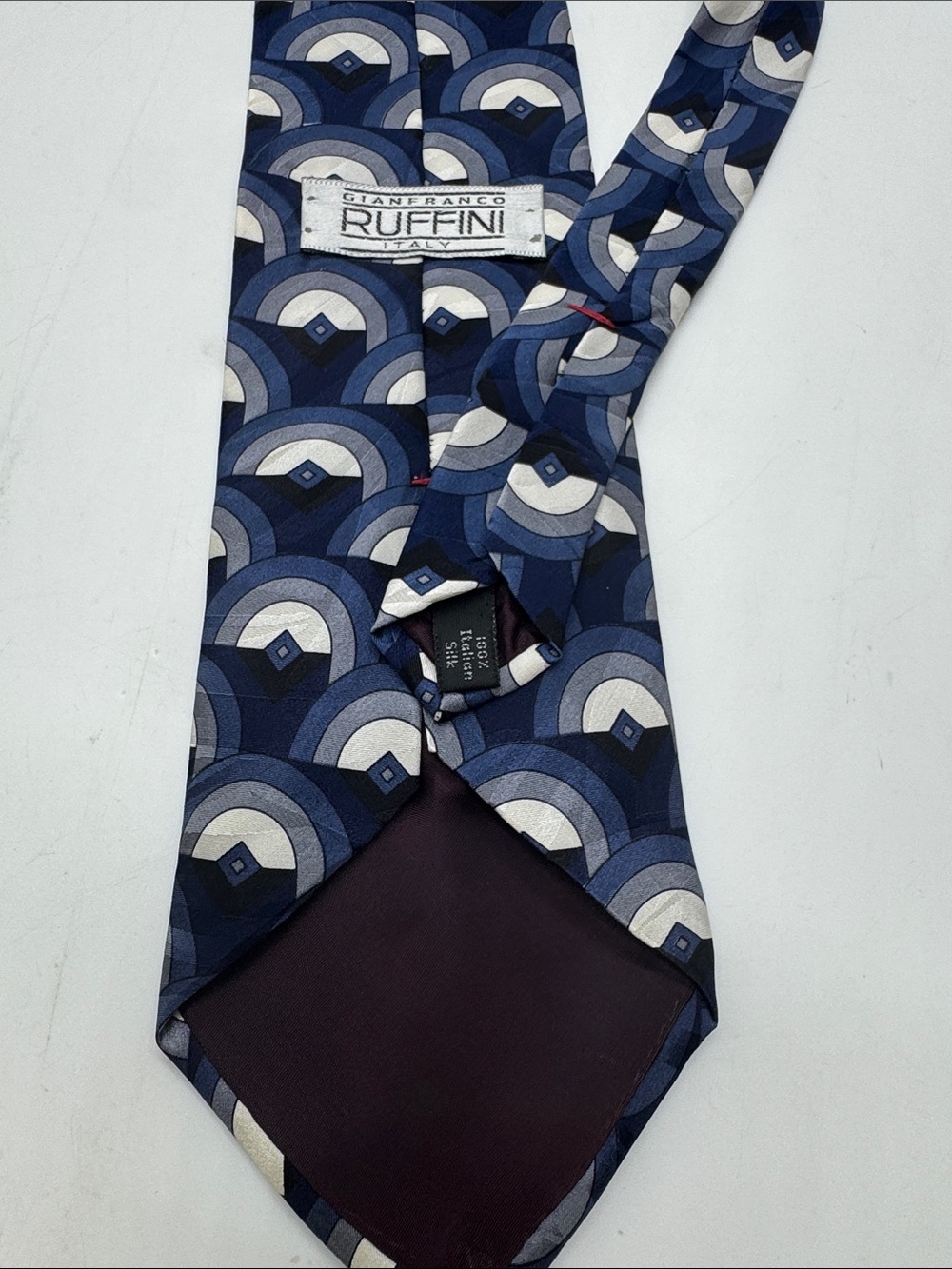 Gianfranco Ruffini Blue Geometric Silk Tie # 0115